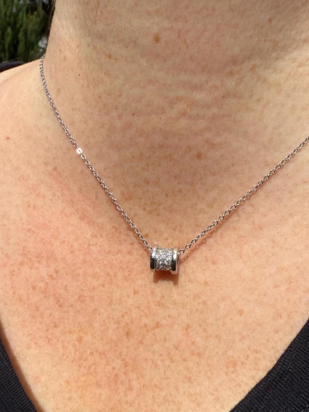 Sculptural Pavé Barrel Necklace • Quiet Luxury Minimalism
